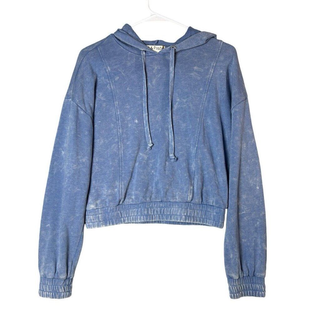 Cut‎ & Paste Soft Pink Long Sleeve Casual Hoodie Cropped Sweatshirt Sz S